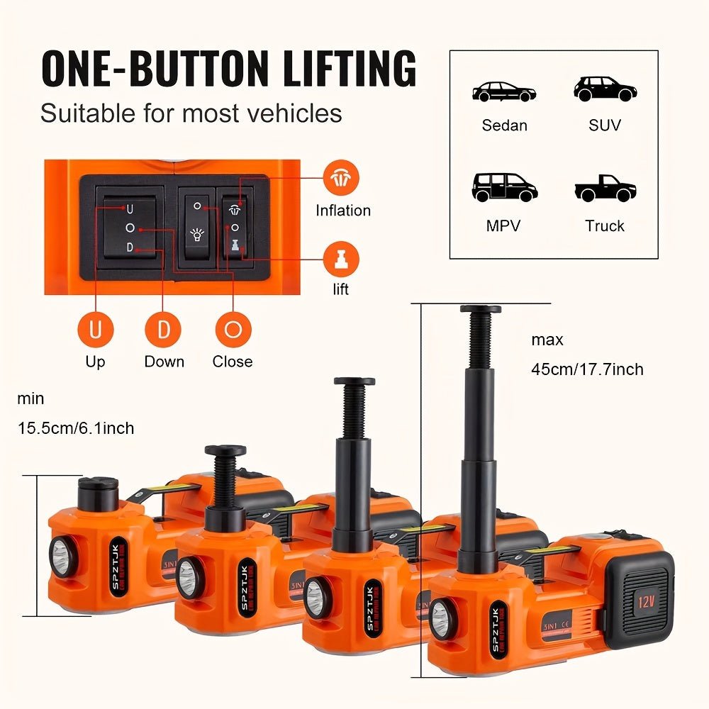 5 Ton Electric Car Jack Kit - 12V DC 3 - In - 1 Hydraulic Lift - Autoxmatch