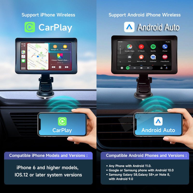 7'' IPS Car Smart Screen with Wireless CarPlay | Auto Mobile Phone Projection & Navigation Display - Autoxmatch