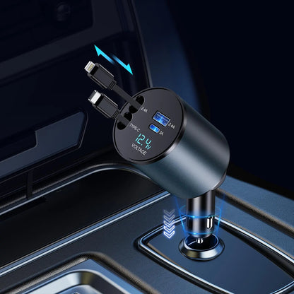 Retractable 4 in 1 Fast Car Phone Charger