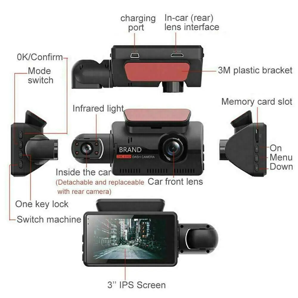 Dual Lens Car DVR Dash Cam