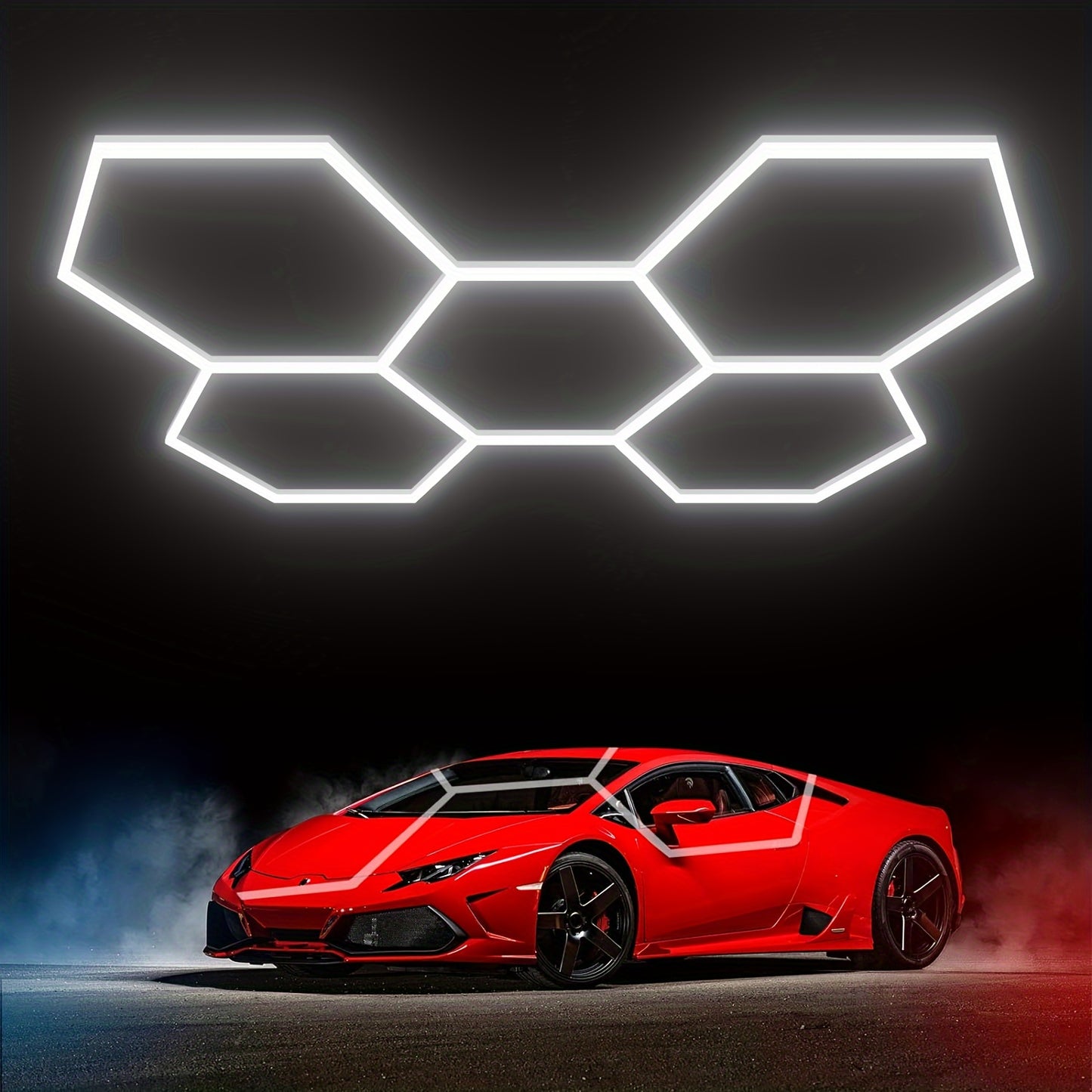 LED Hexagon Garage Lights Red