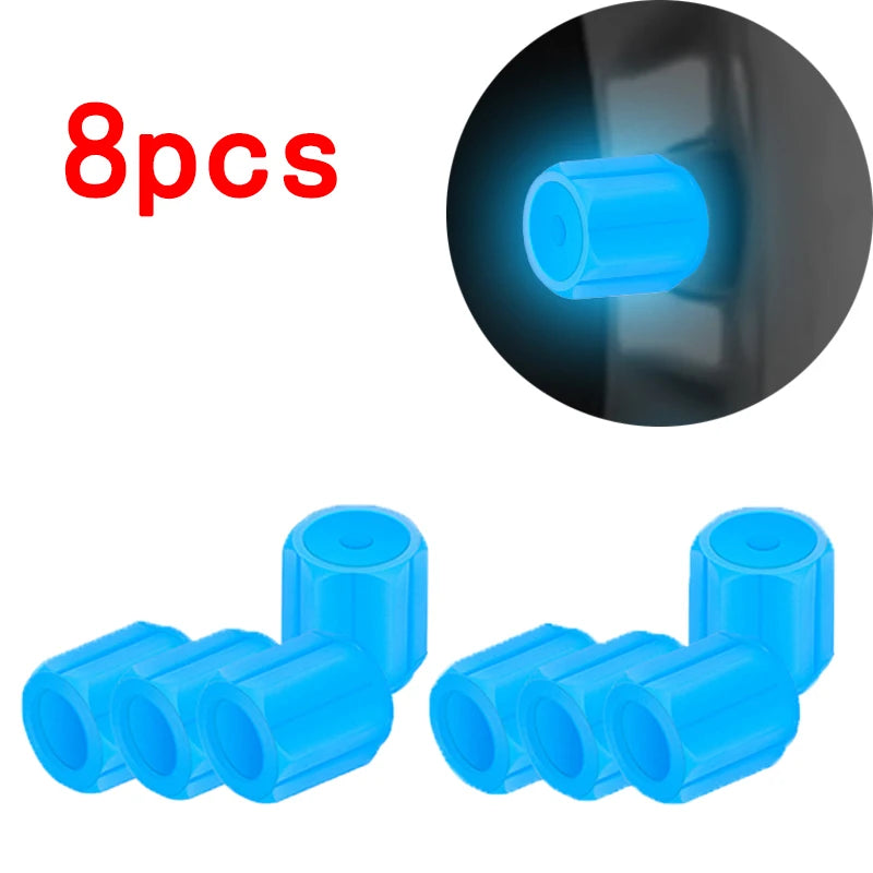 Luminous Tire Valve Caps - 8 blue