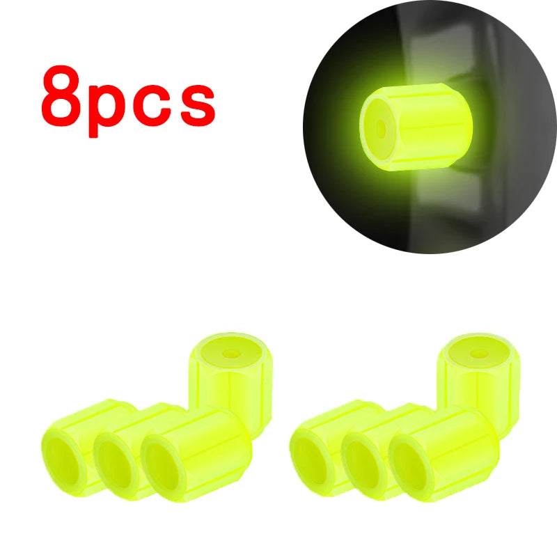 Luminous Tire Valve Caps - 8 pcs 