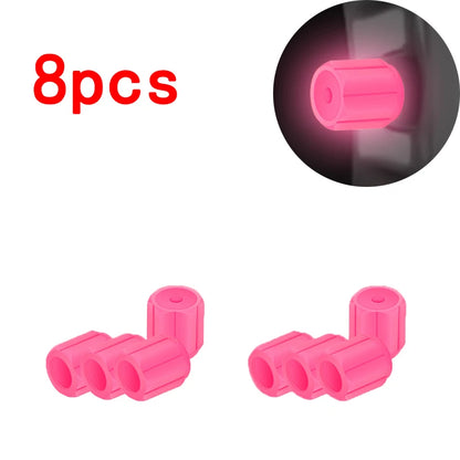 Luminous Tire Valve Caps - 8 pink