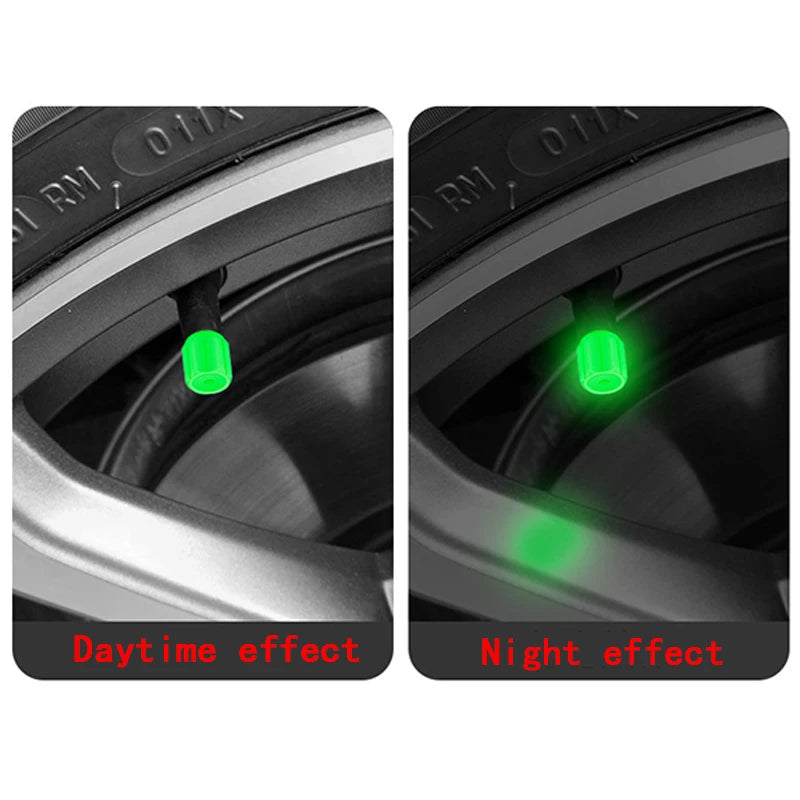 Luminous Tire Valve Caps - Green