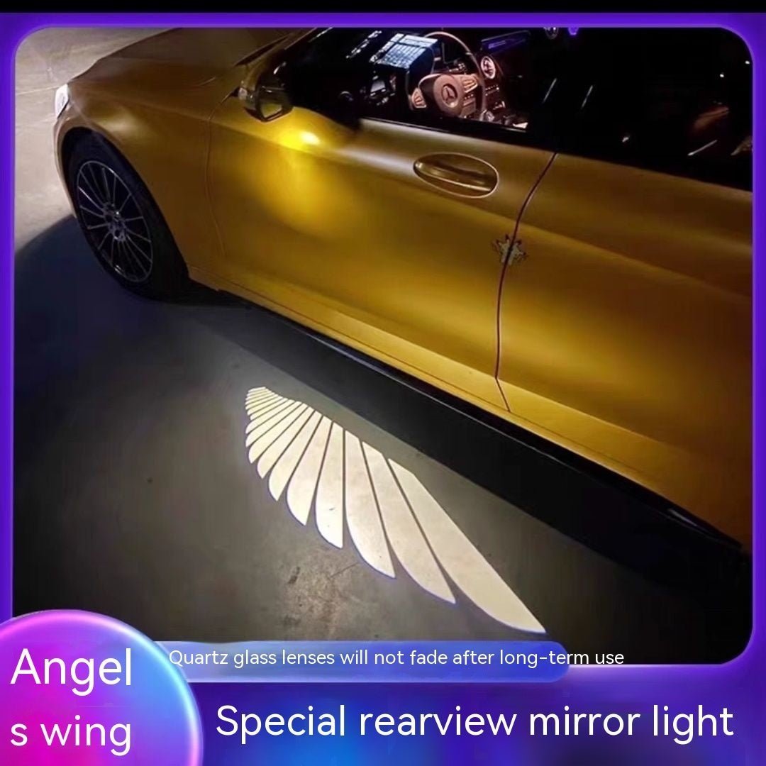 Car Rearview Mirror Courtesy Lamp - Angel Wings LED Light for Stylish Exterior Upgrade - Autoxmatch