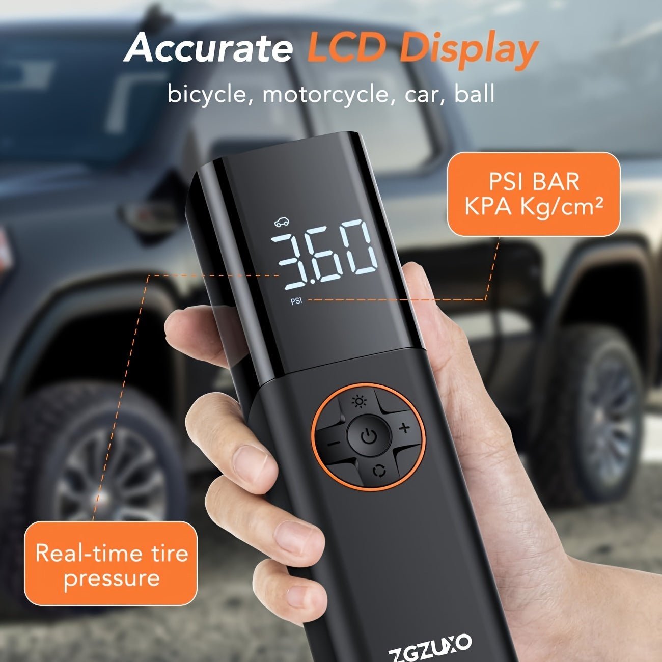 Portable 12V Tire Inflator Air Compressor, 150PSI with Digital Gauge & LED Light - Autoxmatch