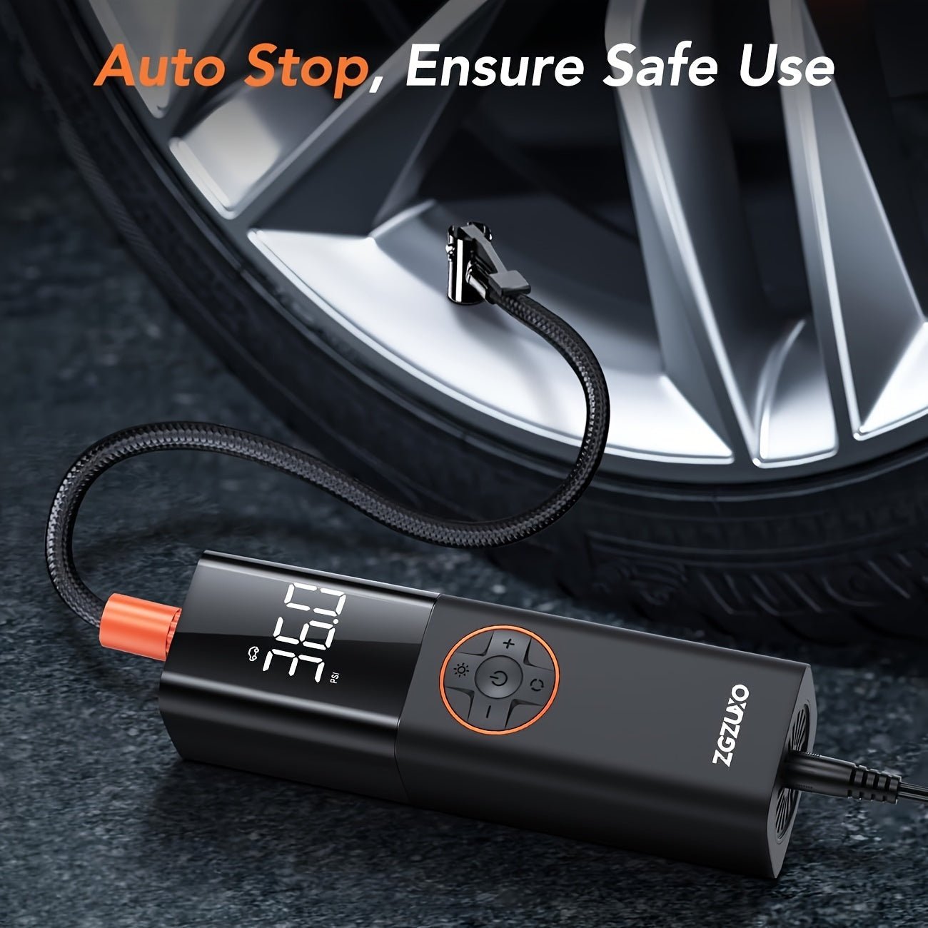 Portable 12V Tire Inflator Air Compressor, 150PSI with Digital Gauge & LED Light - Autoxmatch