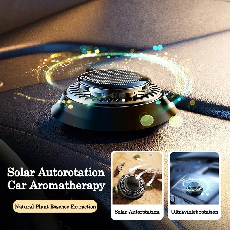 Portable Solar - Powered Kinetic Car Air Freshener | Double Ring Rotating Perfume & Fragrance Diffuser - Autoxmatch