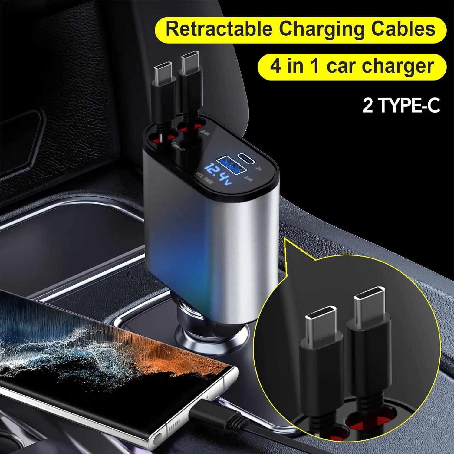 Retractable 4 in 1 Fast Car Phone Charger - Autoxmatch