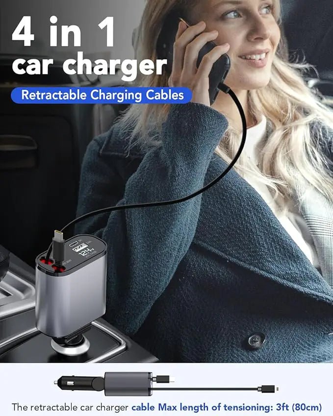 Retractable 4 in 1 Fast Car Phone Charger - Autoxmatch